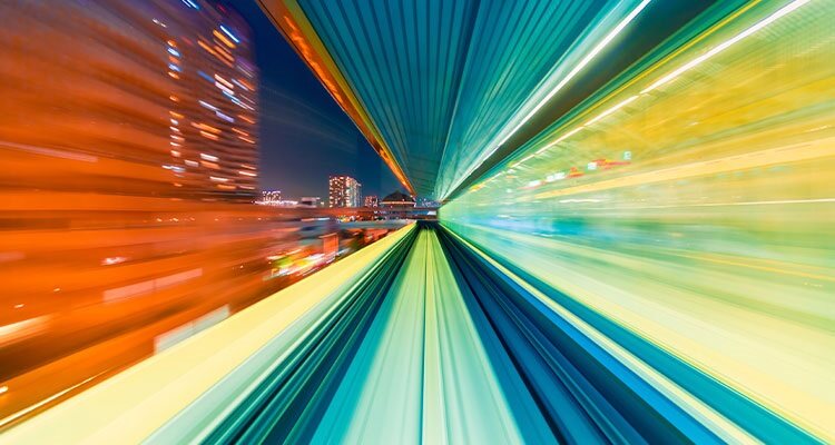 Technology screen with abstract high speed technology motion blur