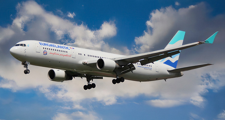 a EuroAtlantic Airways Boeing 767-34PER aircraft in flight