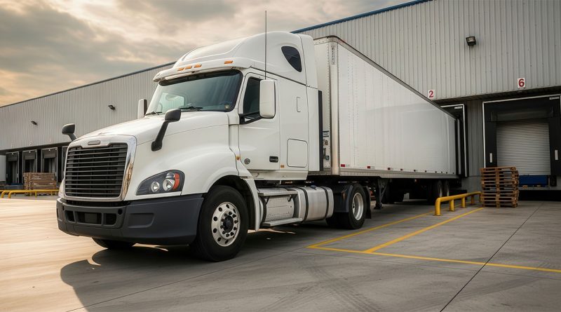 Line of ITS Logistics drop trailers positioned outside a retail distribution warehouse
