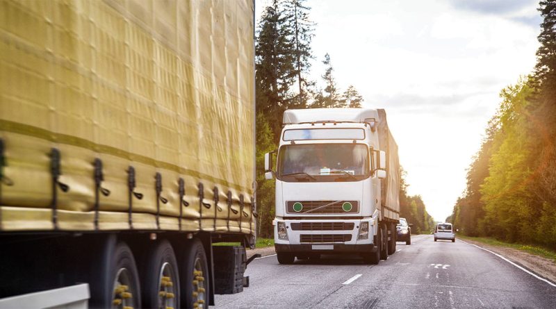 Garmin Dēzl DualView dual-camera system mounted on a commercial truck for blind spot monitoring