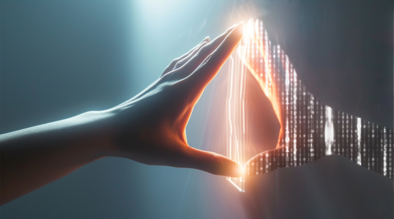 8 strategic uses for digital twins in transportation and logistics Digital illustration of a human hand interacting with a glowing digital interface, symbolising data exchange, virtual environments and digital twin technology